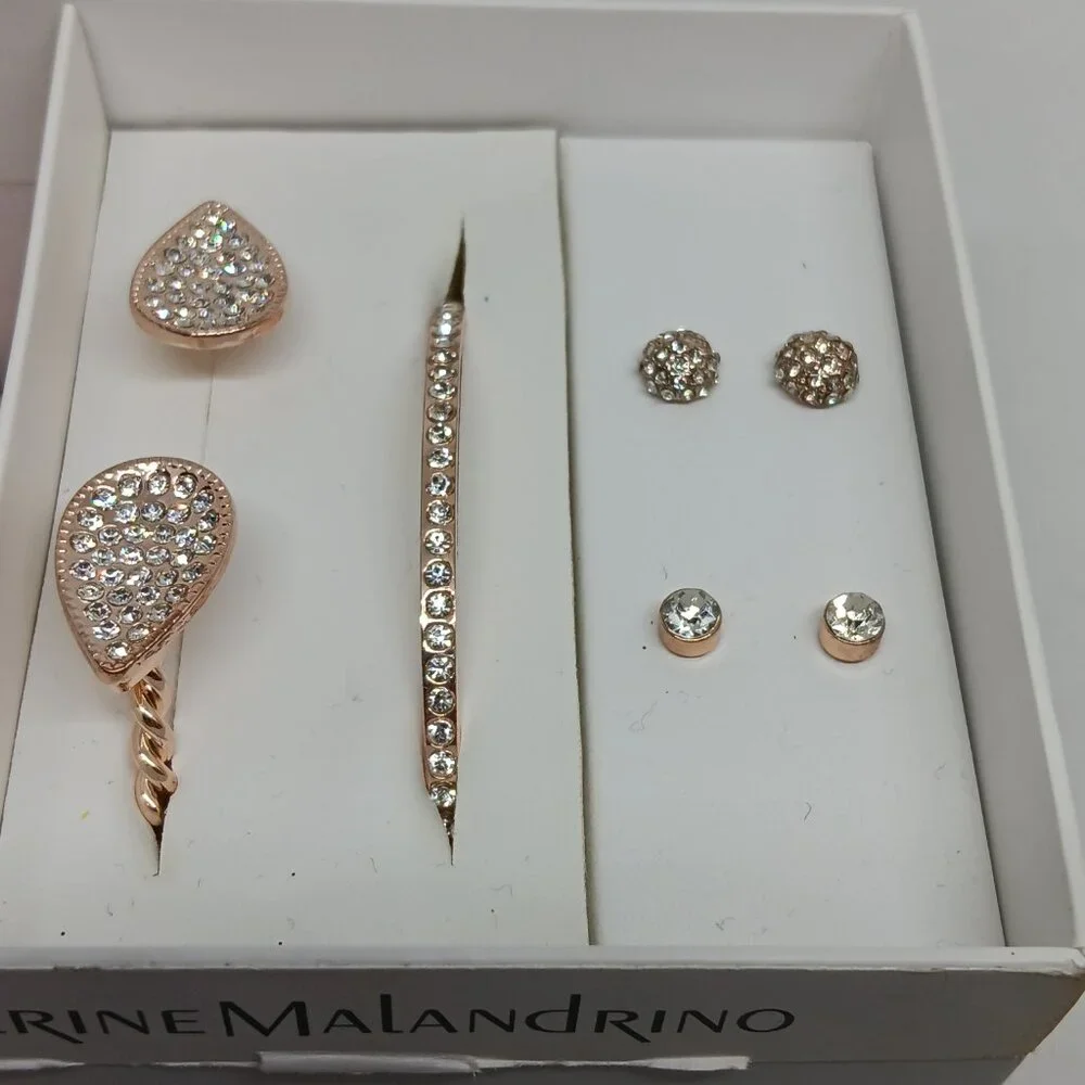 Catherine Malandrino CMO5178 Women's 34mm Rose Tone Watch + Jewelry Sample Set